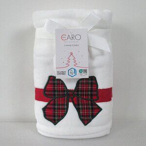SET OF 2 CARO HOME TARTAN RIBBON HANDTOWELS